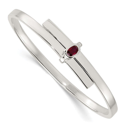 Sterlingsilber Poliert Oval Rot Zirkonia Schieber auf Expandable Armreif