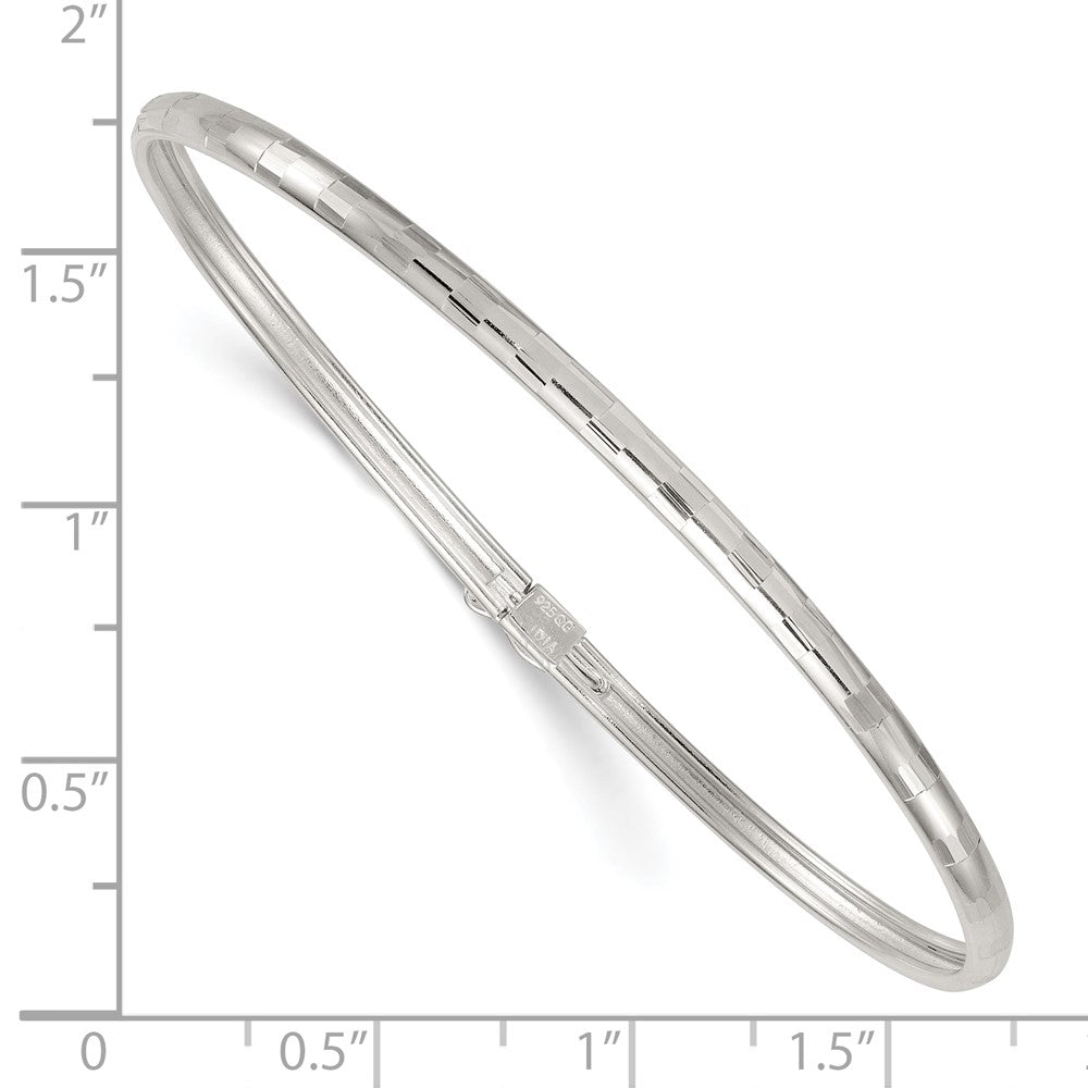 Sterlingsilber Poliert und Diamantiert 3.0mm Flexibel Armreif