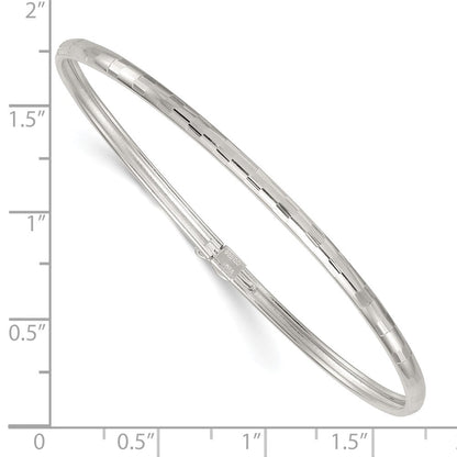 Sterlingsilber Poliert und Diamantiert 3.0mm Flexibel Armreif