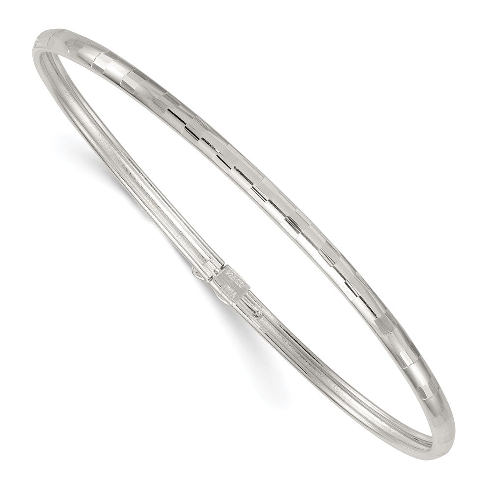 Sterlingsilber Poliert und Diamantiert 3.0mm Flexibel Armreif