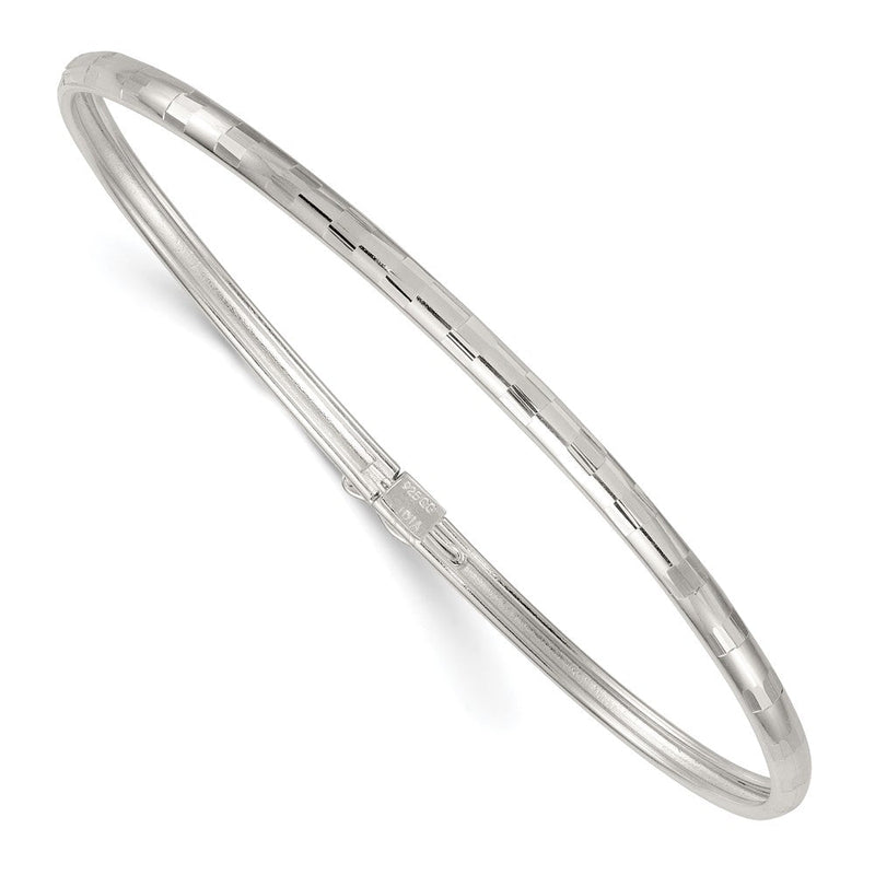 Sterlingsilber Poliert und Diamantiert 3.0mm Flexibel Armreif
