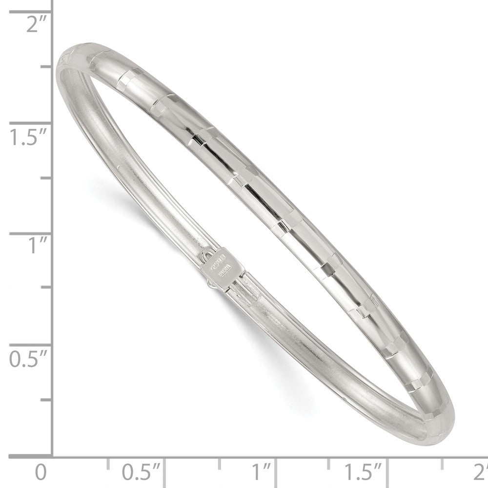 Sterlingsilber Poliert und Diamantiert 4.0mm Flexibel Armreif