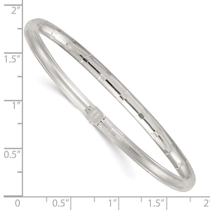 Sterlingsilber Poliert und Diamantiert 4.0mm Flexibel Armreif