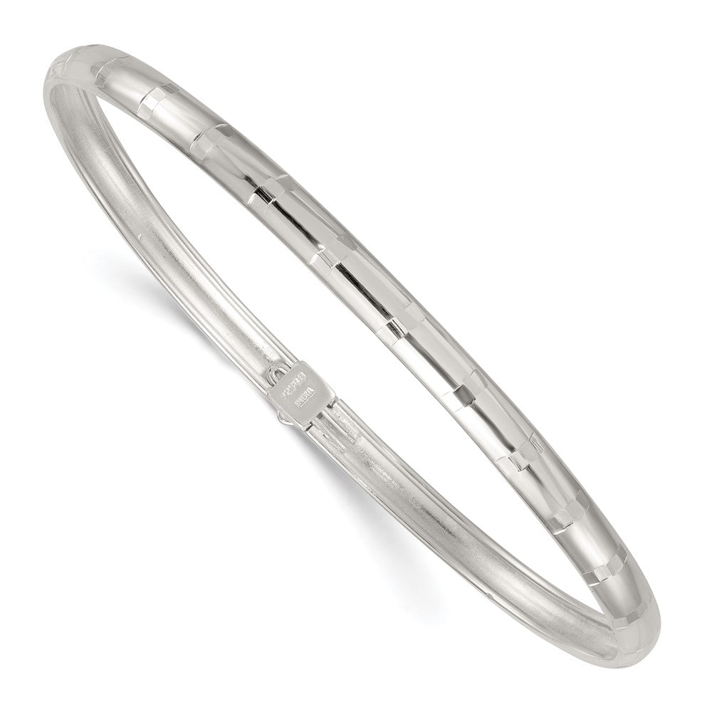 Sterlingsilber Poliert und Diamantiert 4.0mm Flexibel Armreif