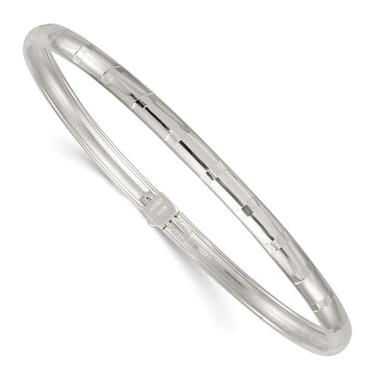 Sterlingsilber Poliert und Diamantiert 4.0mm Flexibel Armreif