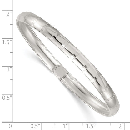 Sterlingsilber Poliert und Diamantiert 6.0mm Flexibel Armreif