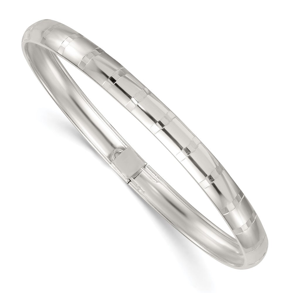 Sterlingsilber Poliert und Diamantiert 6.0mm Flexibel Armreif