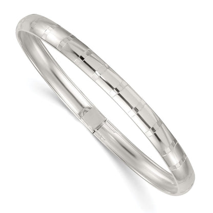 Sterlingsilber Poliert und Diamantiert 6.0mm Flexibel Armreif