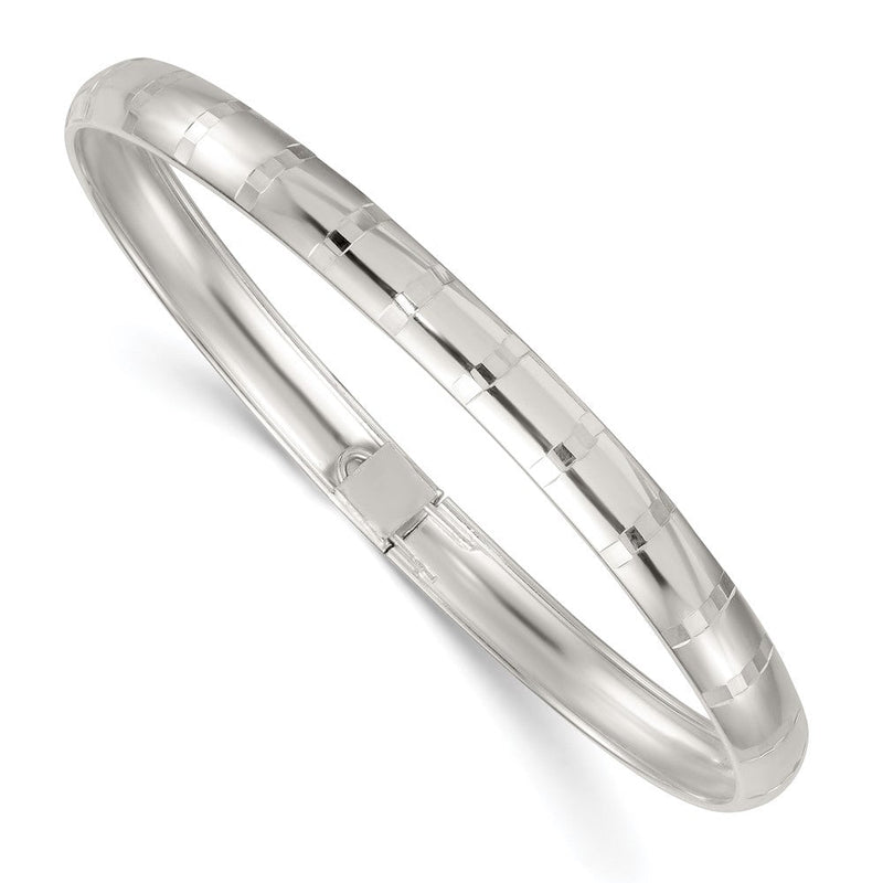 Sterlingsilber Poliert und Diamantiert 6.0mm Flexibel Armreif