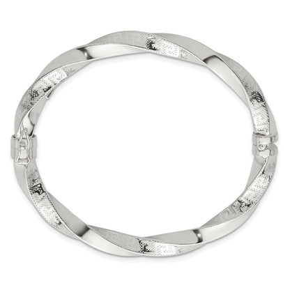Sterlingsilber Poliert Gedreht und Greek Key Klappbar Armreif