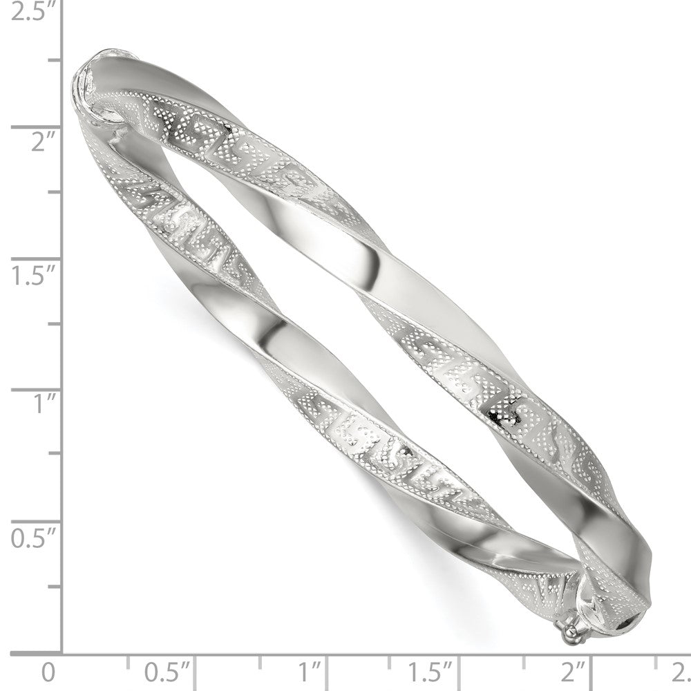 Sterlingsilber Poliert Gedreht und Greek Key Klappbar Armreif