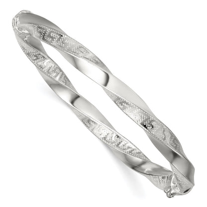 Sterlingsilber Poliert Gedreht und Greek Key Klappbar Armreif