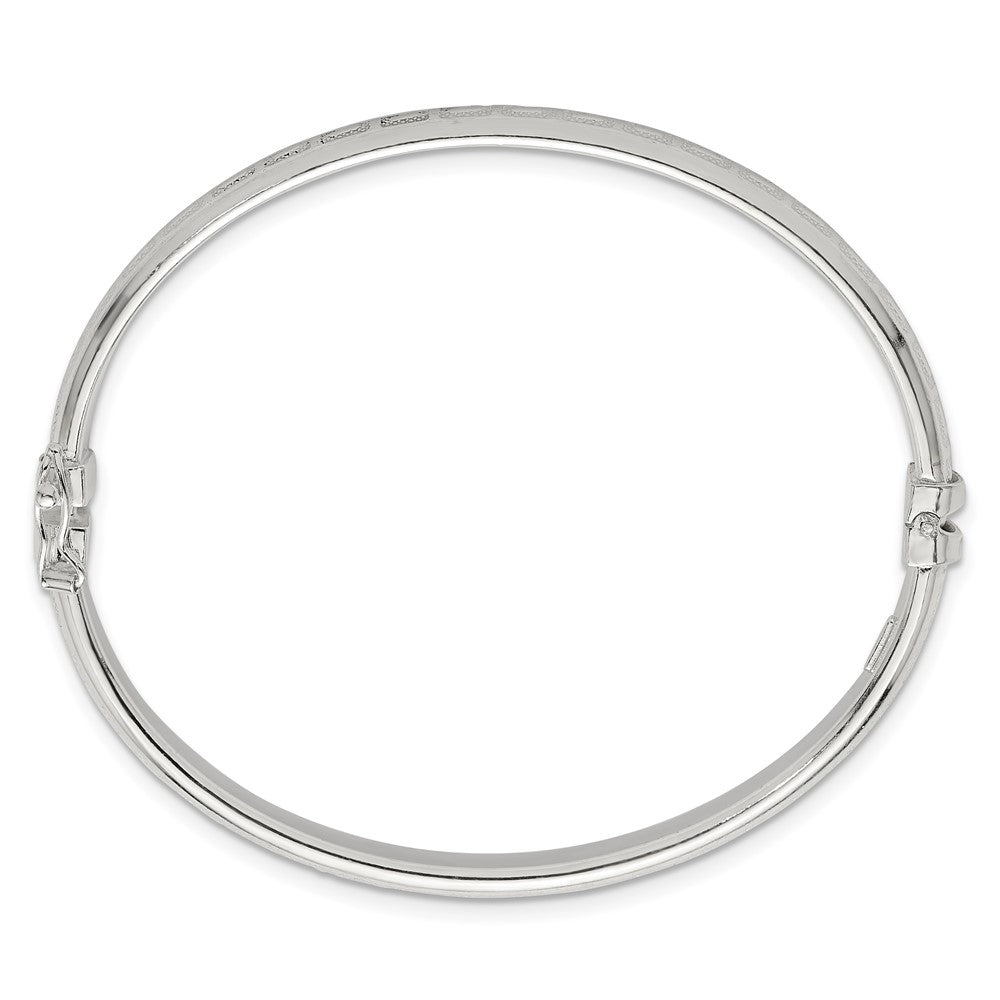 Sterlingsilber Poliert und Strukturiert Greek Key Klappbar Armreif