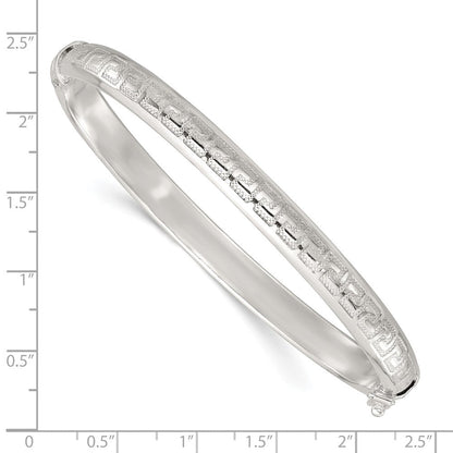Sterlingsilber Poliert und Strukturiert Greek Key Klappbar Armreif