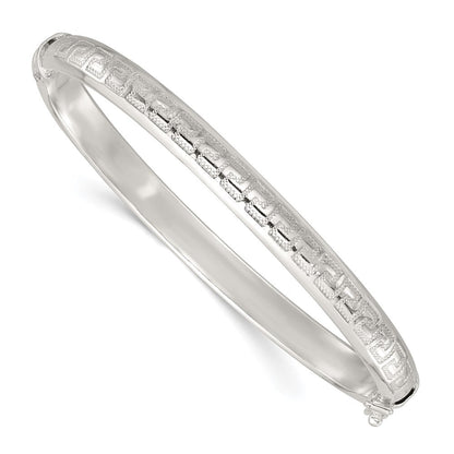 Sterlingsilber Poliert und Strukturiert Greek Key Klappbar Armreif