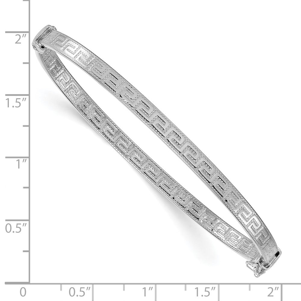 Sterlingsilber Rhodiniert Poliert Strukturiert Greek Key Klappbar Armreif