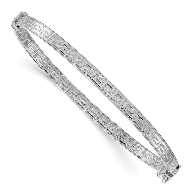 Sterlingsilber Rhodiniert Poliert Strukturiert Greek Key Klappbar Armreif