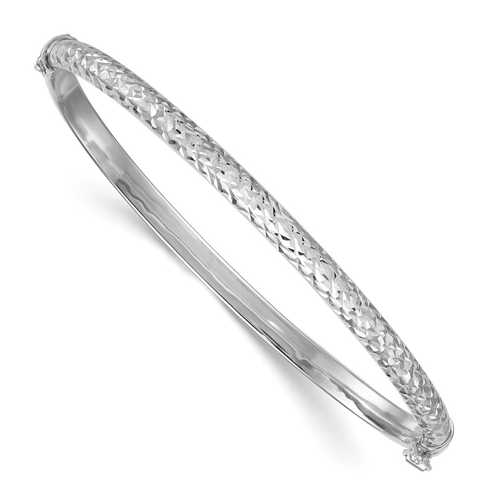 Sterlingsilber Rhodiniert Poliert und Diamantiert Klappbar Armreif