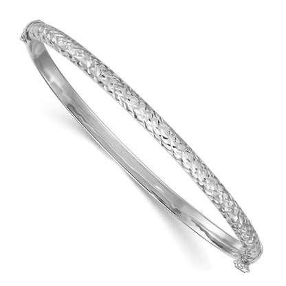 Sterlingsilber Rhodiniert Poliert und Diamantiert Klappbar Armreif
