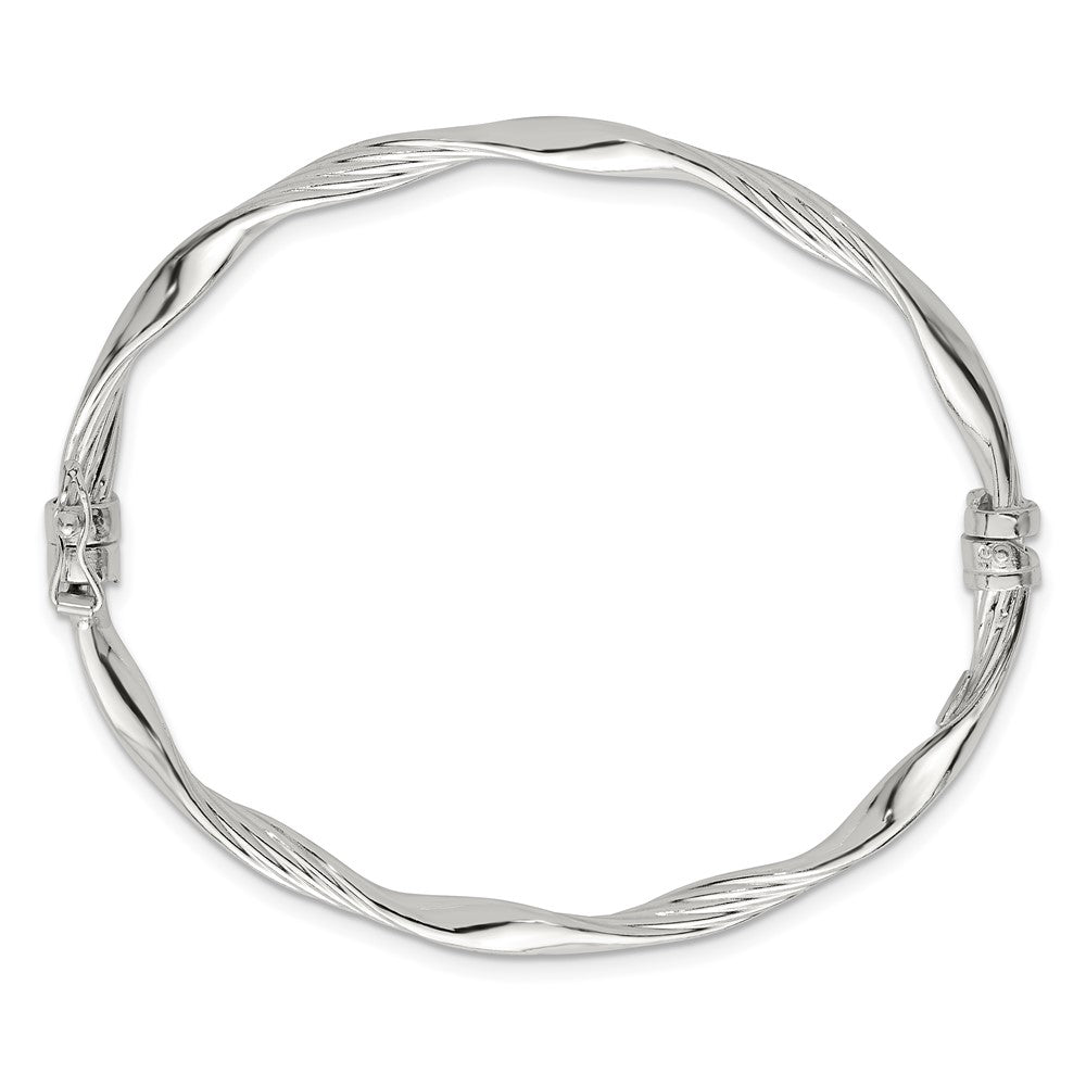Sterlingsilber Poliert Gedreht und Strukturiert Klappbar Armreif