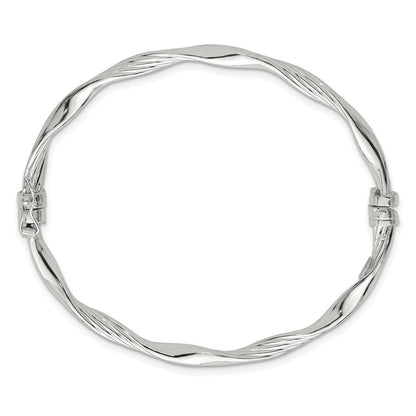 Sterlingsilber Poliert Gedreht und Strukturiert Klappbar Armreif