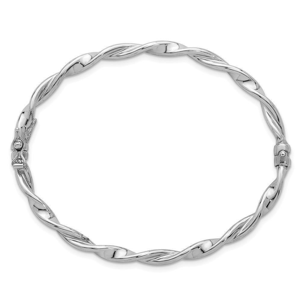 Sterlingsilber Rhodiniert Poliert und Gedreht Klappbar Armreif