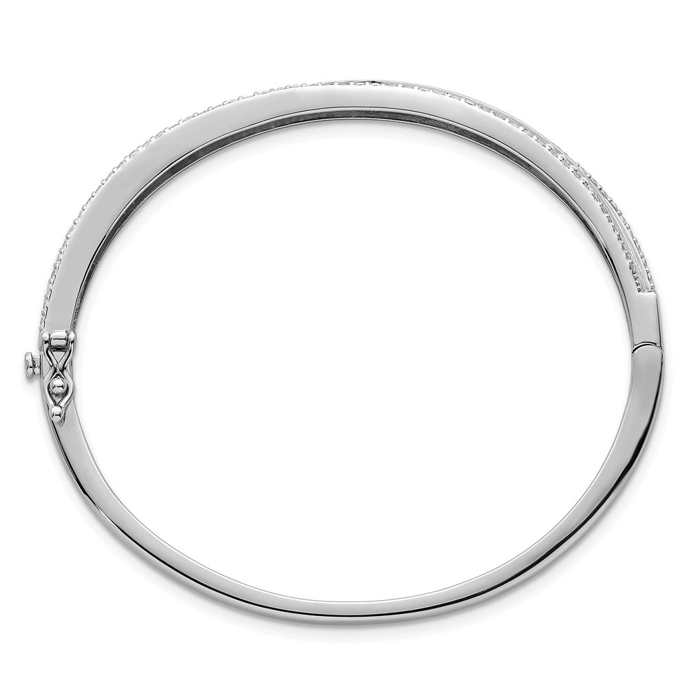 Sterlingsilber Rhodiniert Poliert Zirkonia Klappbar Armreif