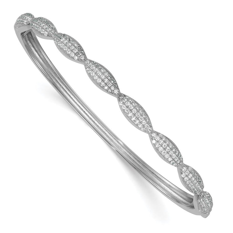 Sterlingsilber Rhodiniert Poliert Fantasie Zirkonia Klappbar Armreif