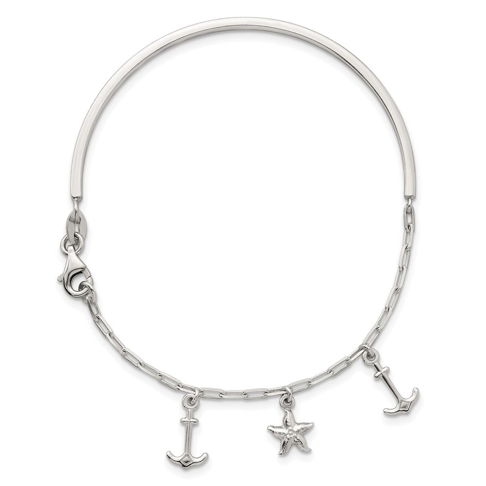 Sterlingsilber Poliert Anker und Seestern Armreif Armband