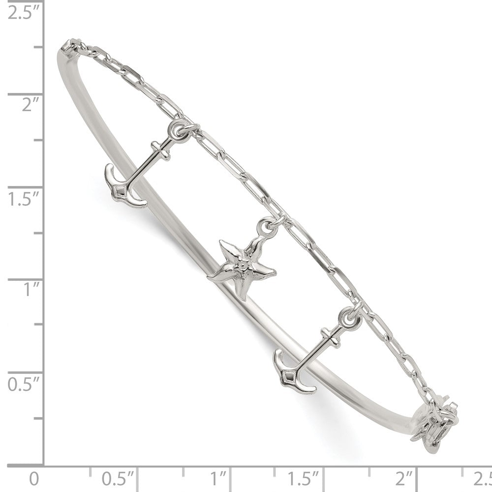 Sterlingsilber Poliert Anker und Seestern Armreif Armband