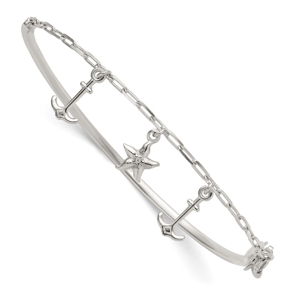 Sterlingsilber Poliert Anker und Seestern Armreif Armband