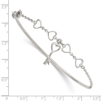 Sterlingsilber Poliert Herz und Key Armreif Armband