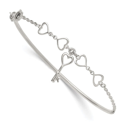 Sterlingsilber Poliert Herz und Key Armreif Armband