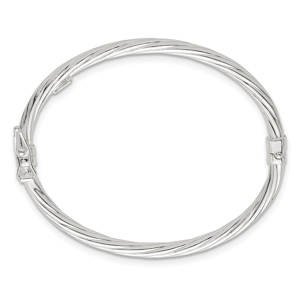 Sterlingsilber Poliert Gedreht und Strukturiert Klappbar Baby Armreif