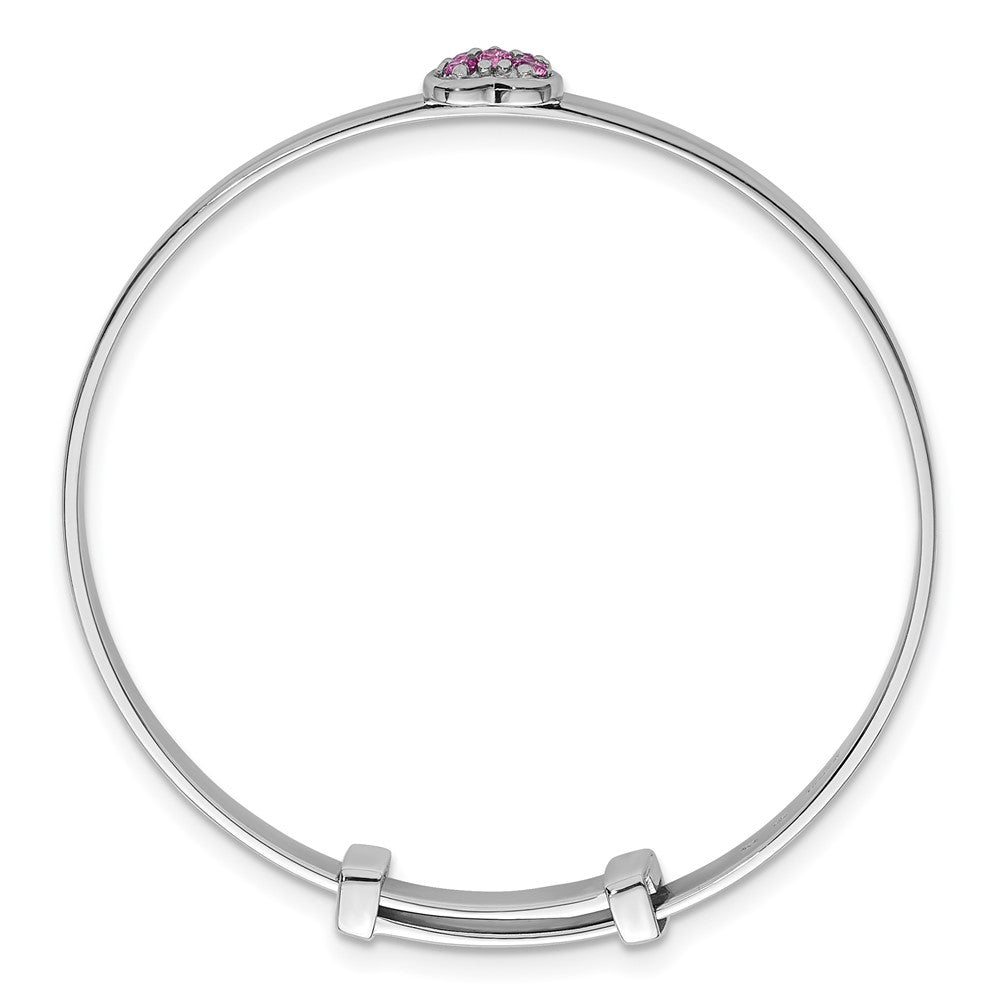 Sterlingsilber Rhodiniert Rosa Zirkonia Herz Kinder Expandable Armreif