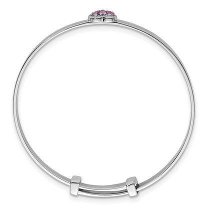Sterlingsilber Rhodiniert Rosa Zirkonia Herz Kinder Expandable Armreif