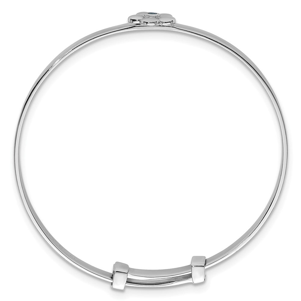 Sterlingsilber Rhodiniert-pl Blau Zirkonia Blume Kinder Expandable Armreif
