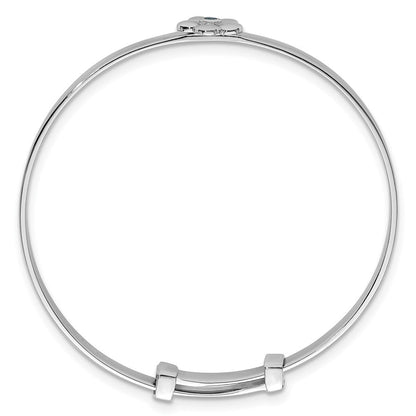 Sterlingsilber Rhodiniert-pl Blau Zirkonia Blume Kinder Expandable Armreif