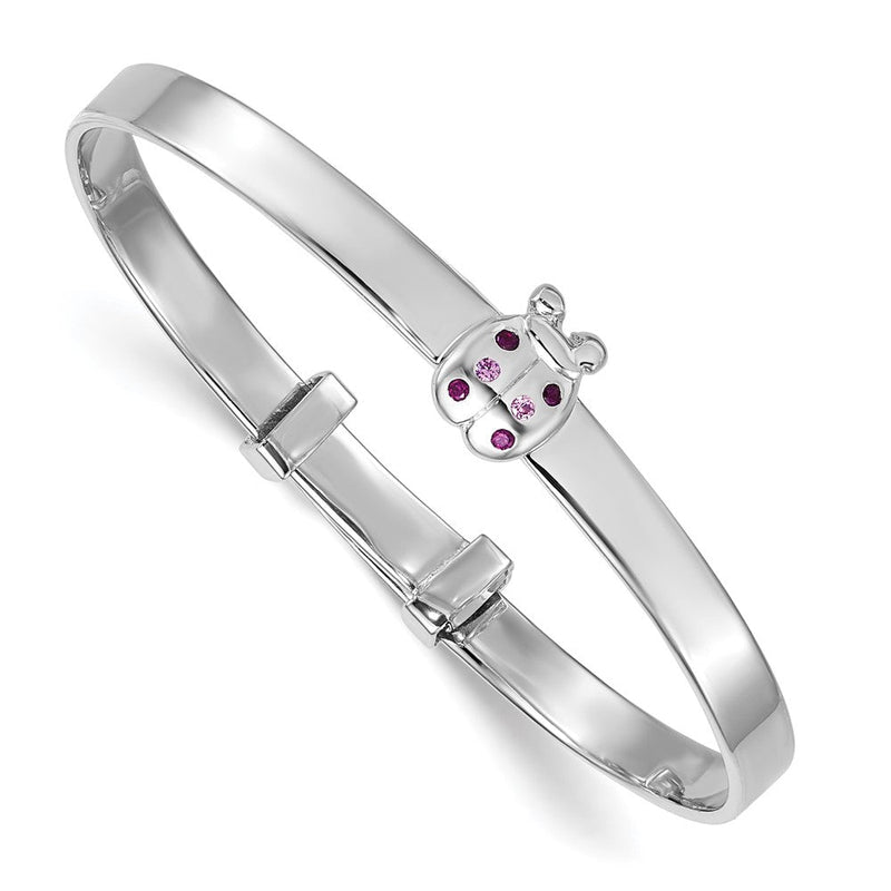 Sterlingsilber Rhodiniert Zirkonia Damen Bug Kinder Expandable Armreif
