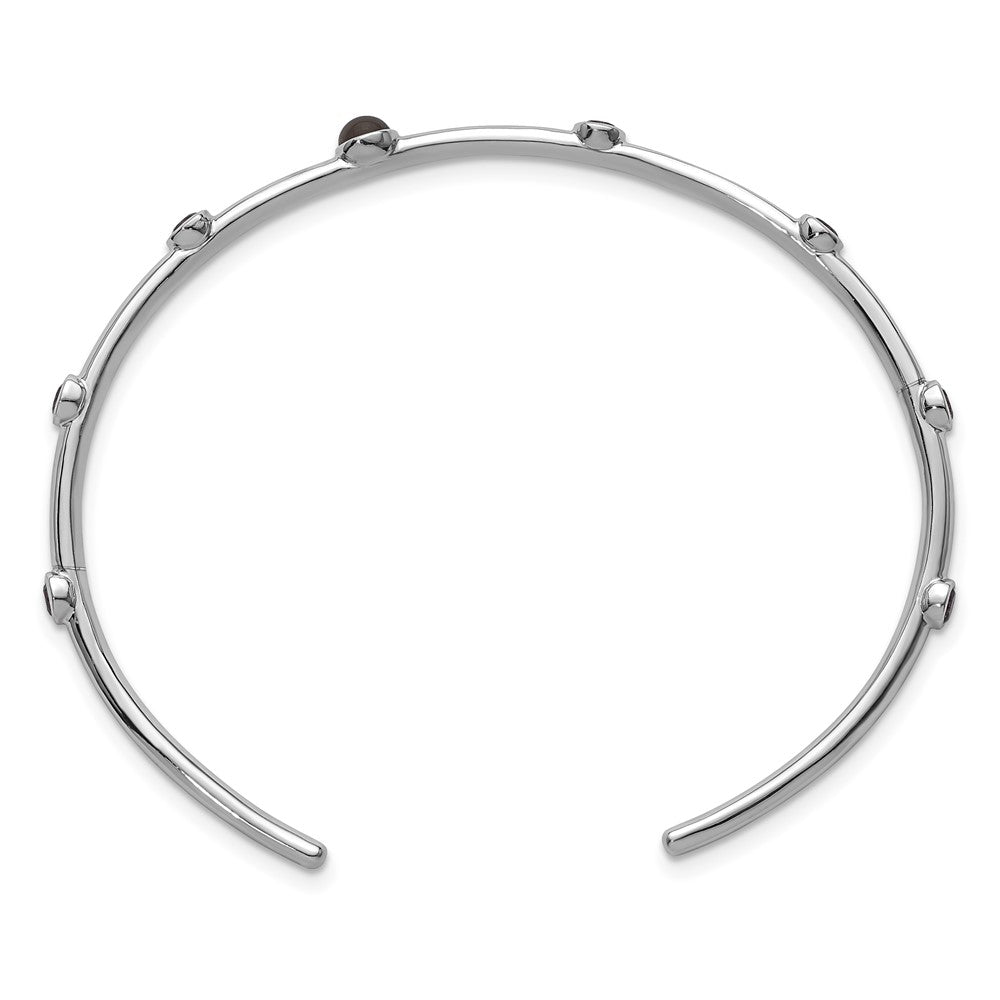 Sterlingsilber Poliert Rhodiniert Zirkonia Smokey Quarz Manschette Armreif
