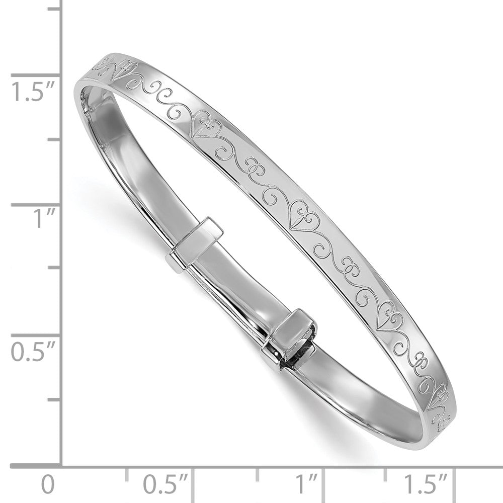 Sterlingsilber Rhodiniert Herz Muster Kinder Expandable Armreif