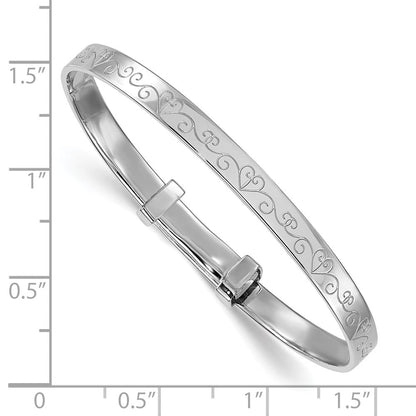 Sterlingsilber Rhodiniert Herz Muster Kinder Expandable Armreif