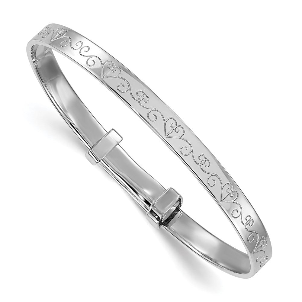 Sterlingsilber Rhodiniert Herz Muster Kinder Expandable Armreif