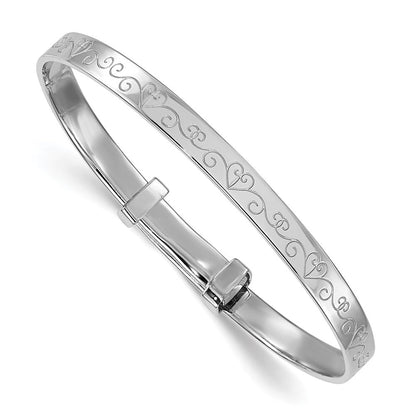 Sterlingsilber Rhodiniert Herz Muster Kinder Expandable Armreif