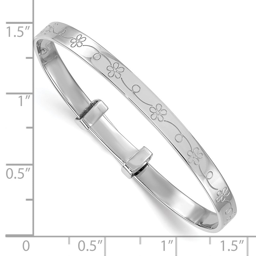 Sterlingsilber Rhodiniert Blumen Muster Kinder Expandable Armreif