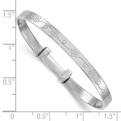 Sterlingsilber Rhodiniert Blumen Muster Kinder Expandable Armreif