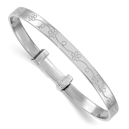 Sterlingsilber Rhodiniert Blumen Muster Kinder Expandable Armreif