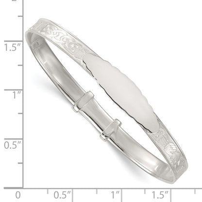 Sterlingsilber Poliert Claddagh Schieber auf Kinder Id Expandable Armreif