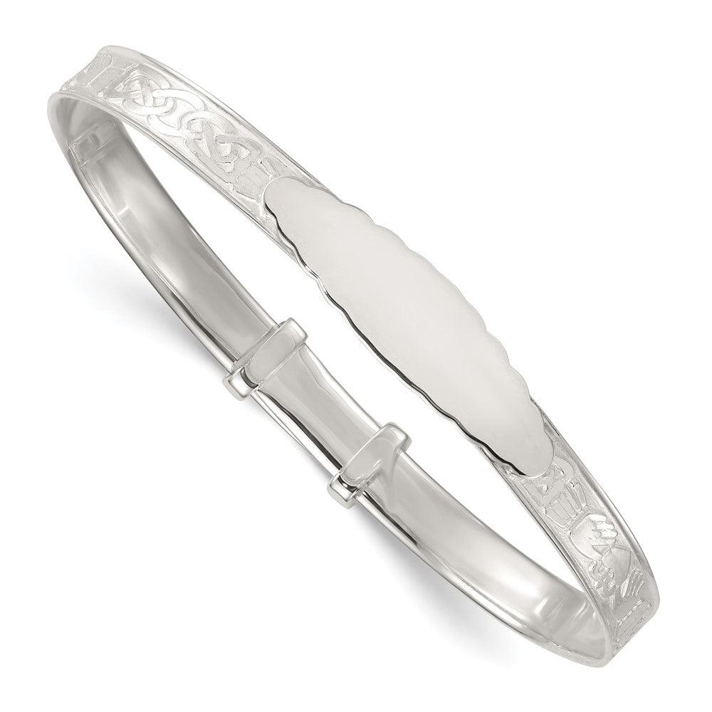 Sterlingsilber Poliert Claddagh Schieber auf Kinder Id Expandable Armreif