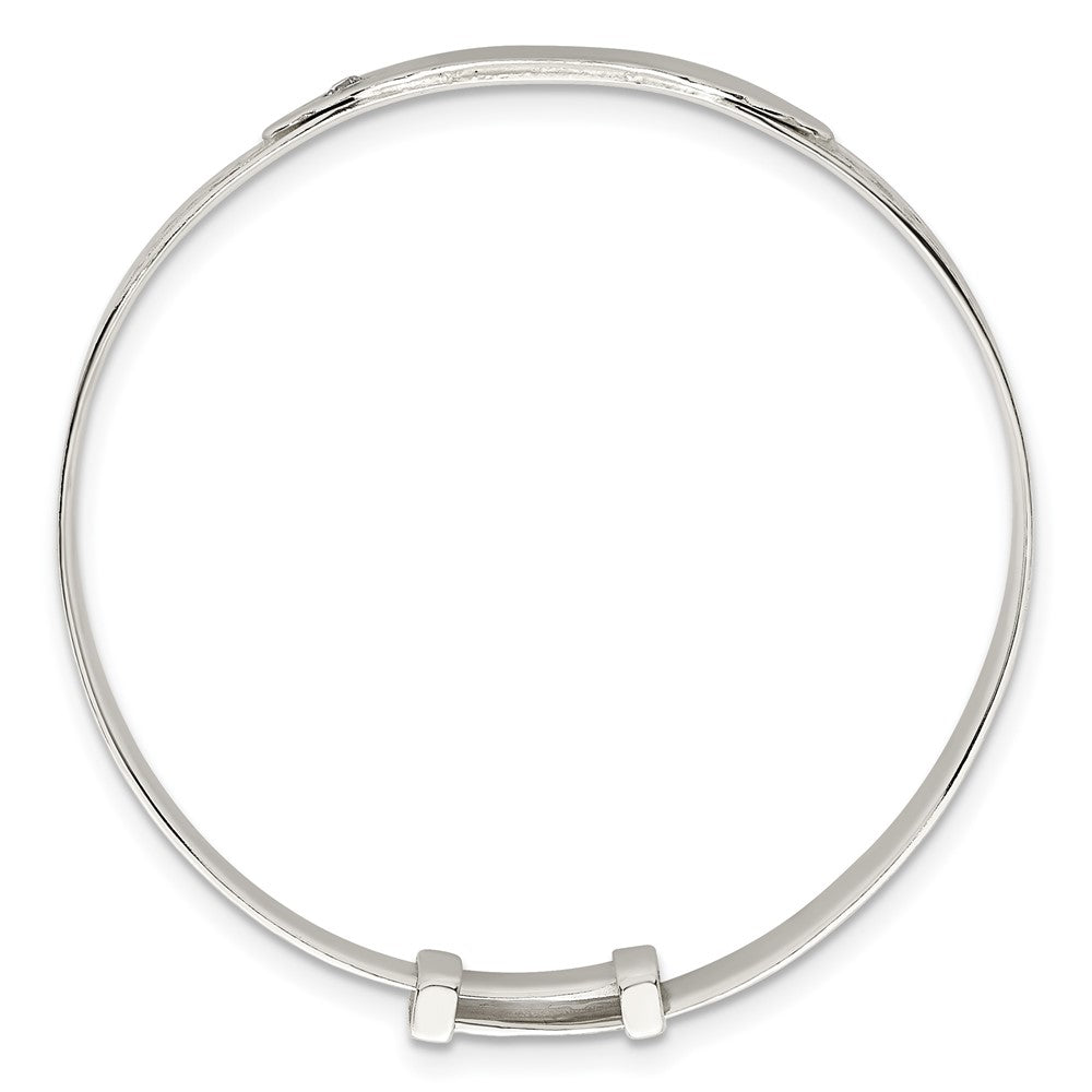 Sterlingsilber Poliert Zirkonia Claddagh Schieber auf Kinder Id Expandable Armreif